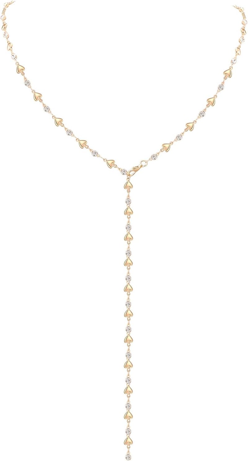 KURTCB Rhinestone Necklace for Women Boho Long Y Lariat Necklace Colorful Summer Beach Jewelry - Image 1